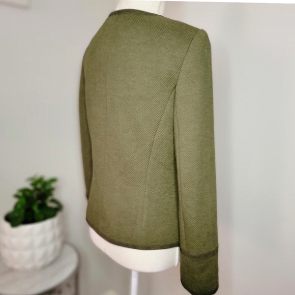 Talbot's Olive Green Knit Double-Breasted Blazer - Picture 3 of 6